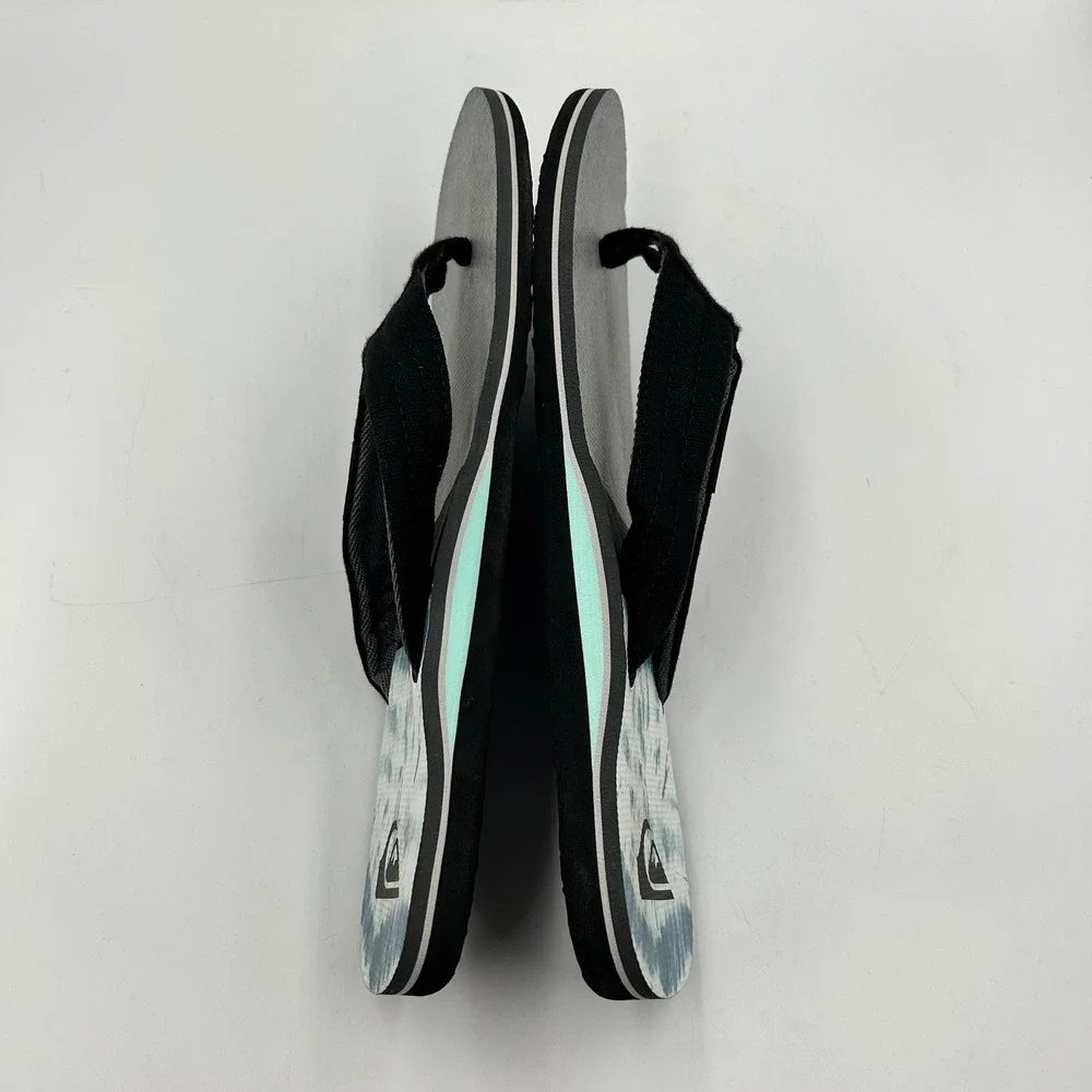 Quiksilver Flip Flops Grey Blue Tie Dye Mens Sandals Size 12